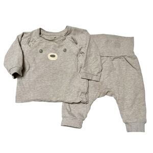 H&M Bear Two Piece Jogger Set Size 6m
